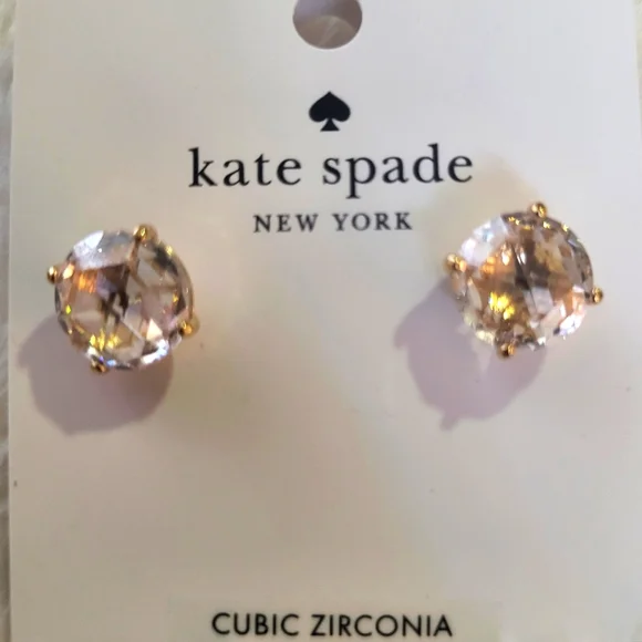 Kate Spade Gold and Clear Stud Earrings - Picture 1 of 5